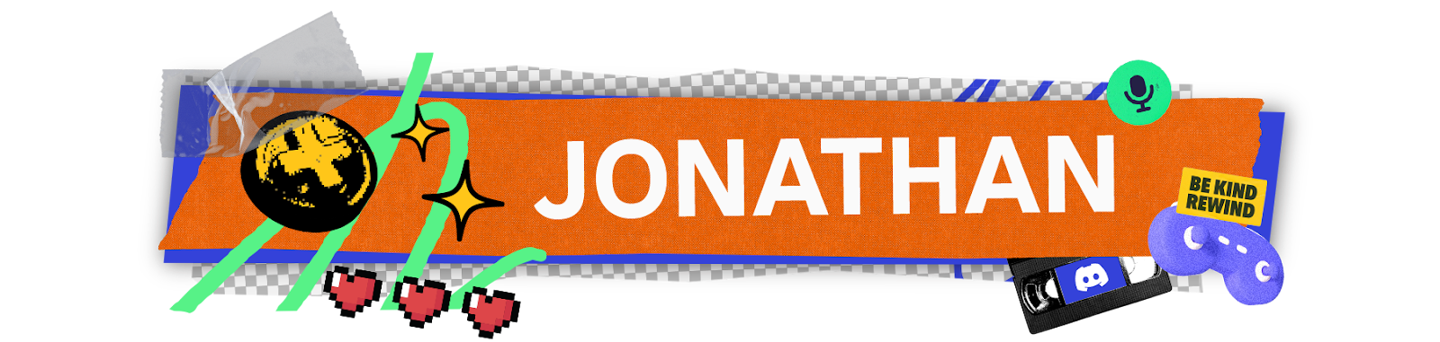 A stylized nameplate that says “Jonathan.”